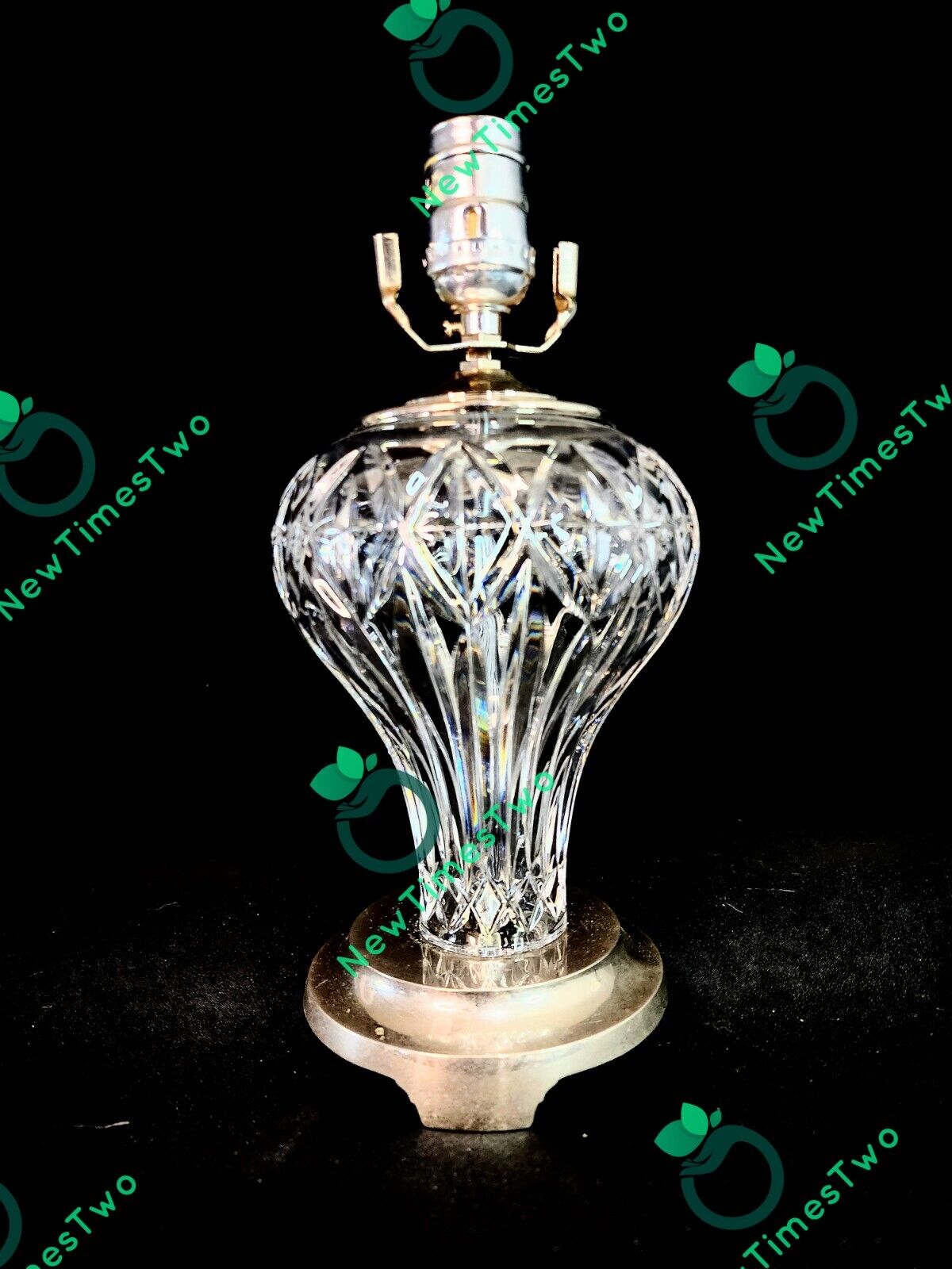 Waterford Medium Fine Cut Crystal Table Lamp With Original Shade And Final