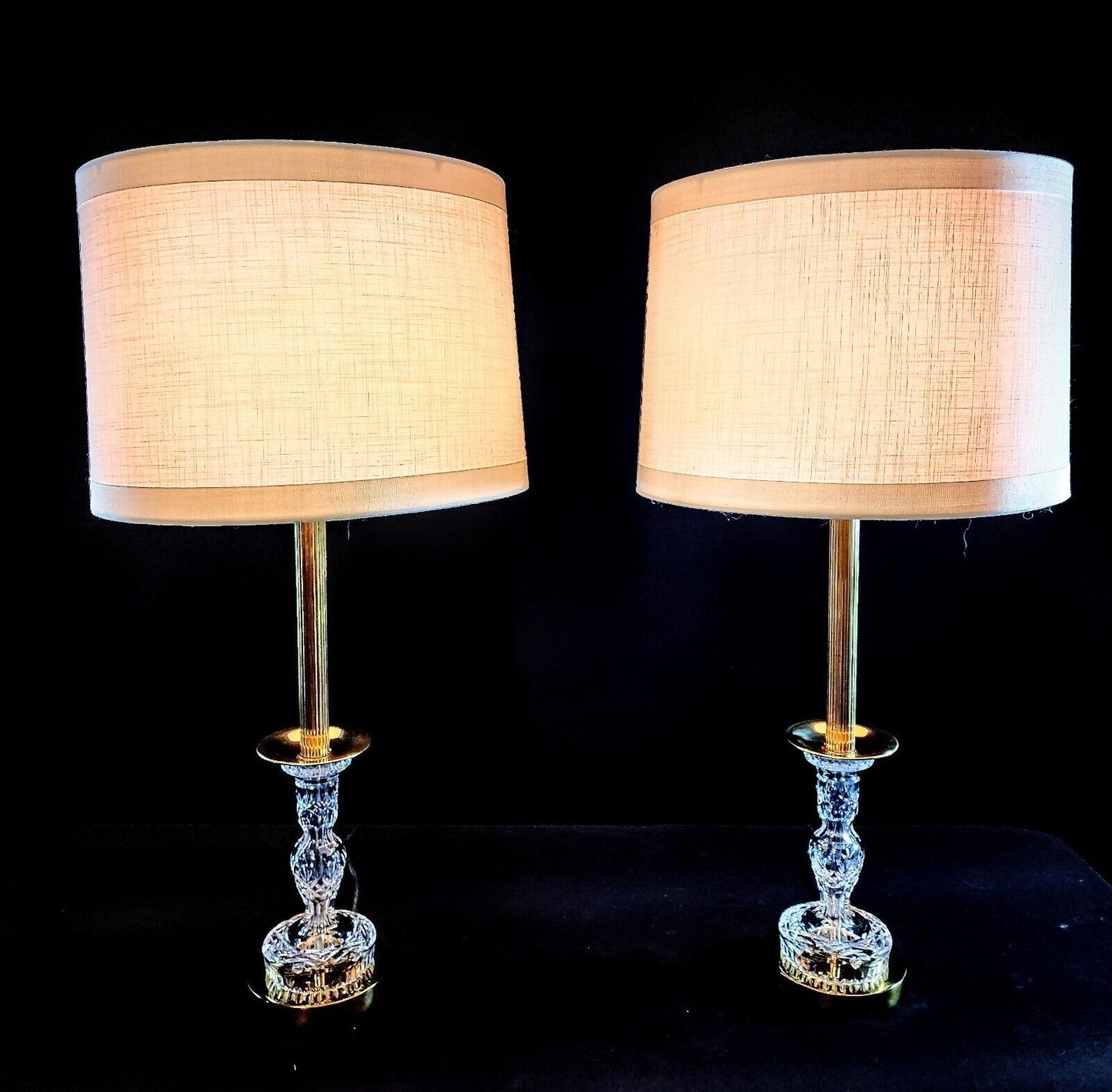 Waterford Lismore Fine Cut Crystal Buffet Lamps - New Old Stock - Flawless