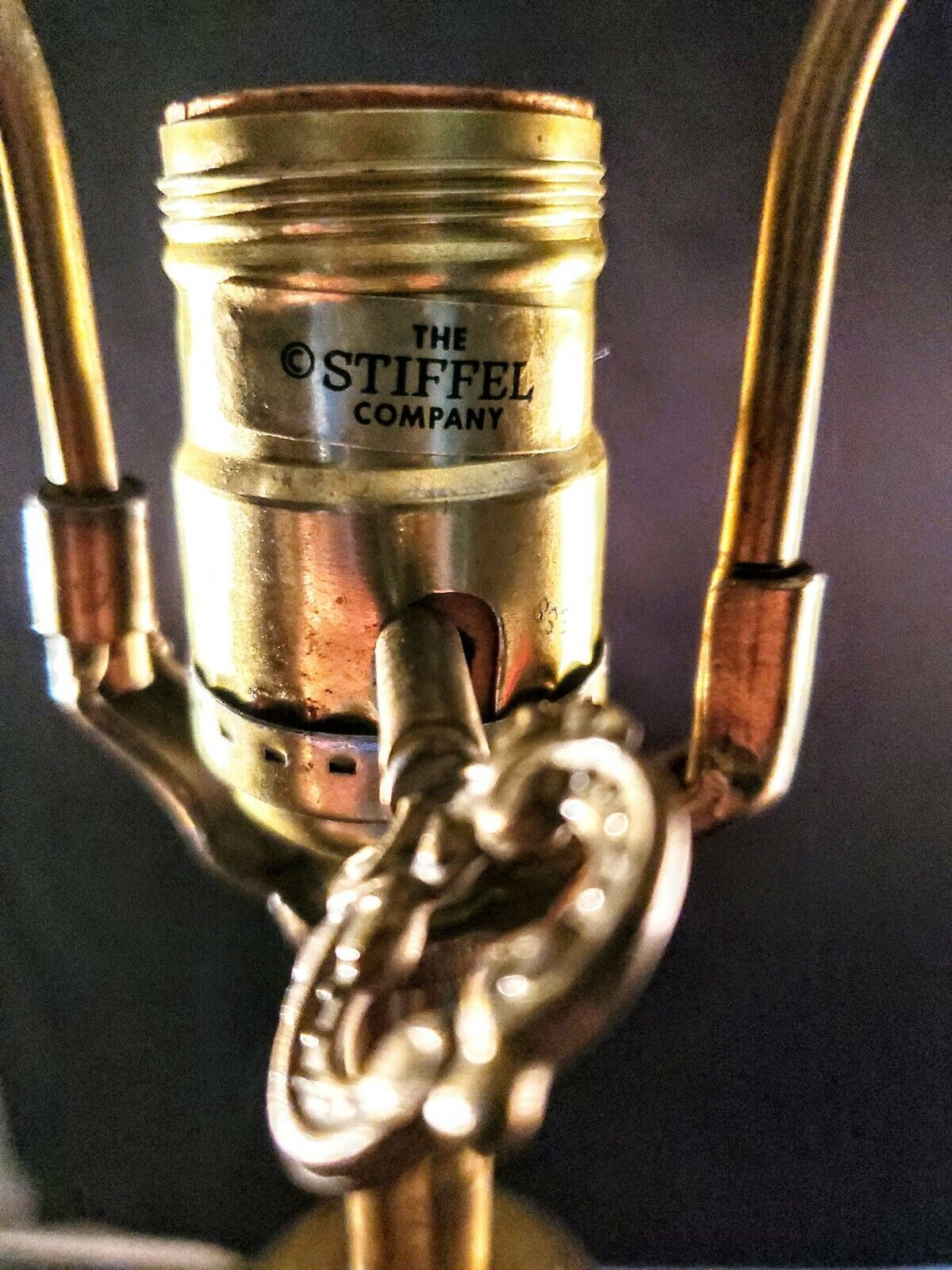 Stiffel Fine Brass Lamp with Fine Cut Crystal  Center - Mint Condition