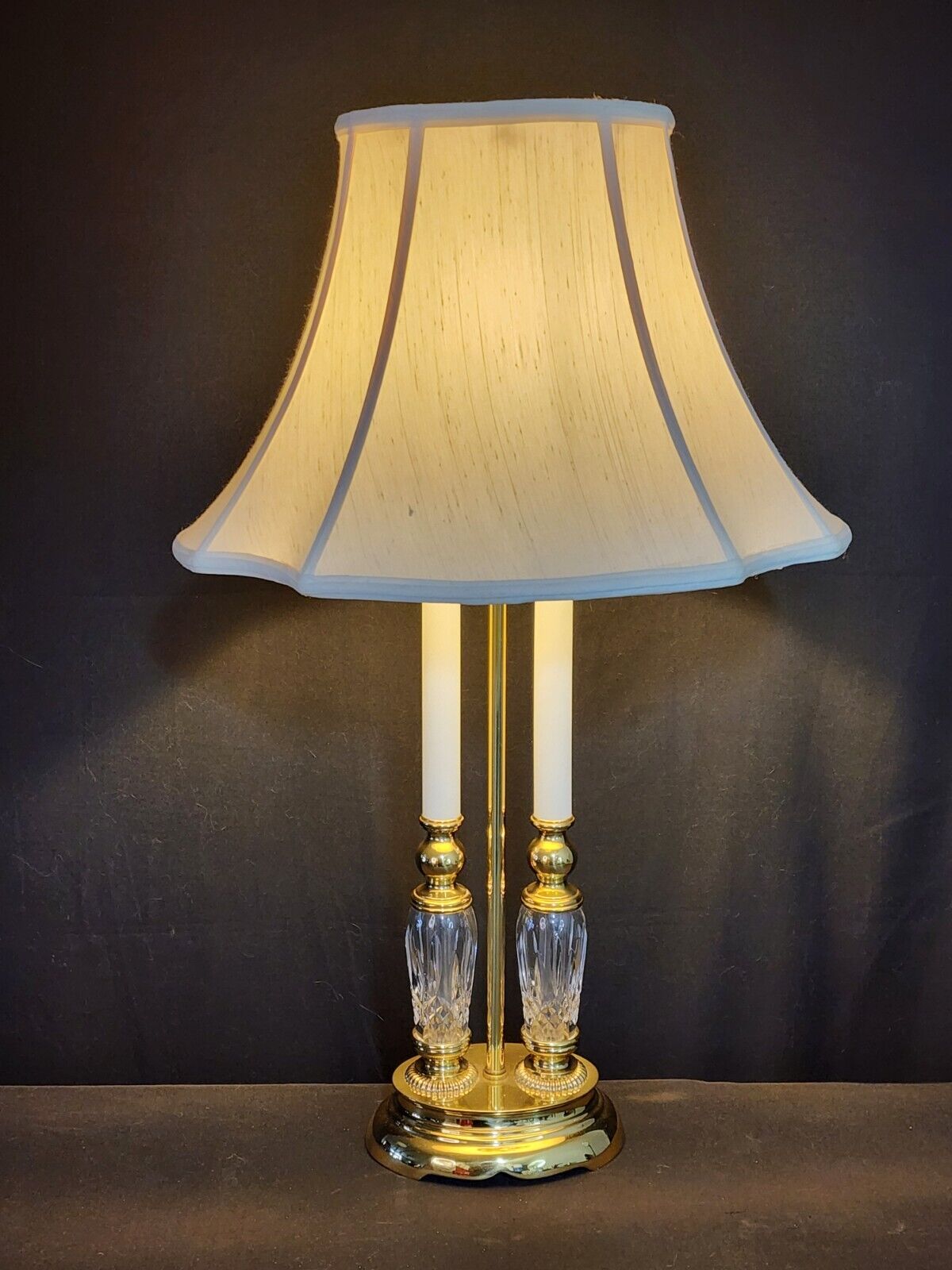 Waterford Bouillotte-style Lismore Pattern Fine Cut Crystal Table Lamp - MINT!