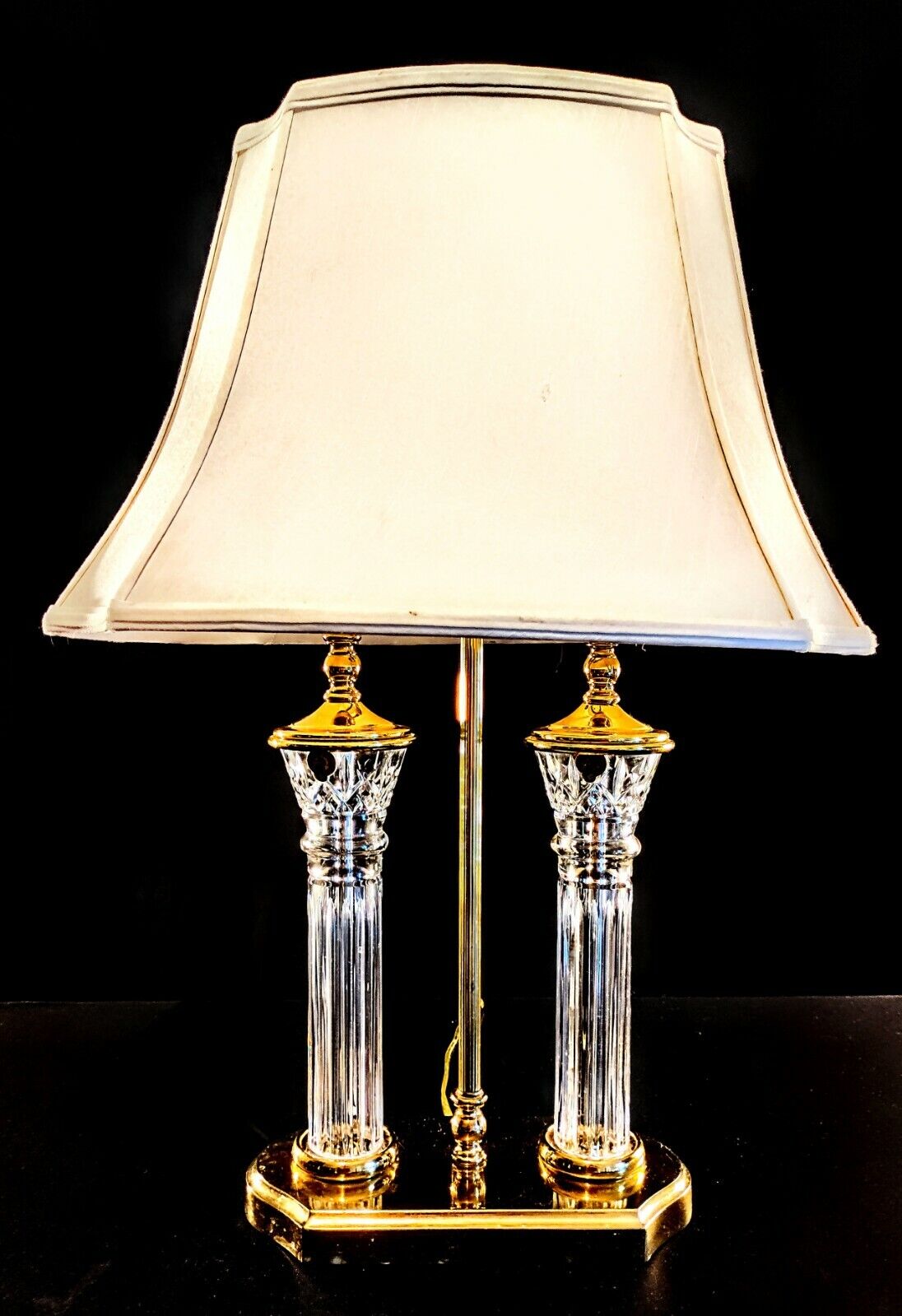 Waterford Bouillotte-style Parkmore Pattern Fine Cut Crystal Desk Lamps - MINT!