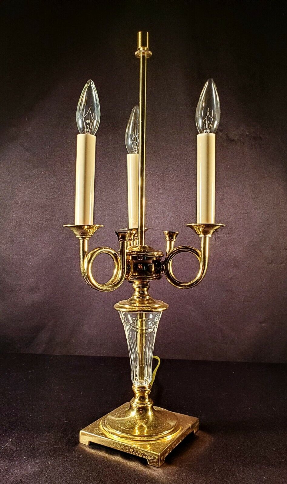 Waterford Overture-style Fine Cut Crystal & Brass Table Lamp - MINT CONDITION