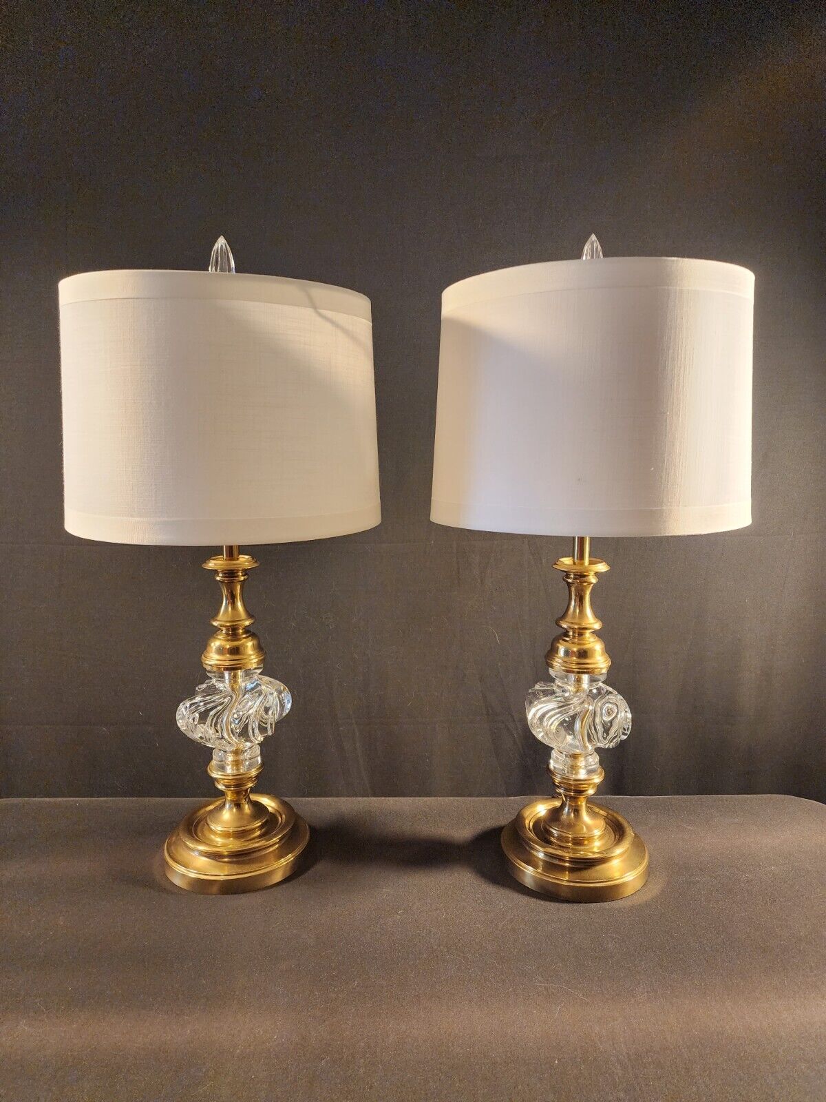 Baccarat Crystal Lamps Set of 2 Handblown Crystal & Brass - Mint Condition!