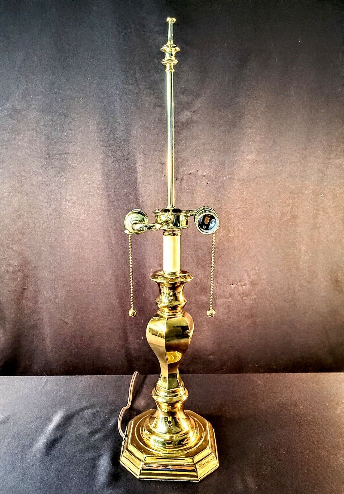 Stiffel Double Socket Three Position Solid Brass Desk Table Lamp - 26" Tall!