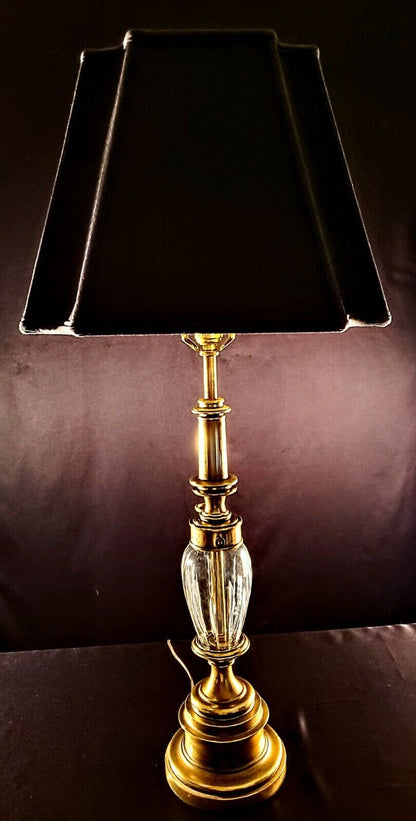 Stiffel Fine Brass Lamp with Fine Cut Crystal  Center - Mint Condition