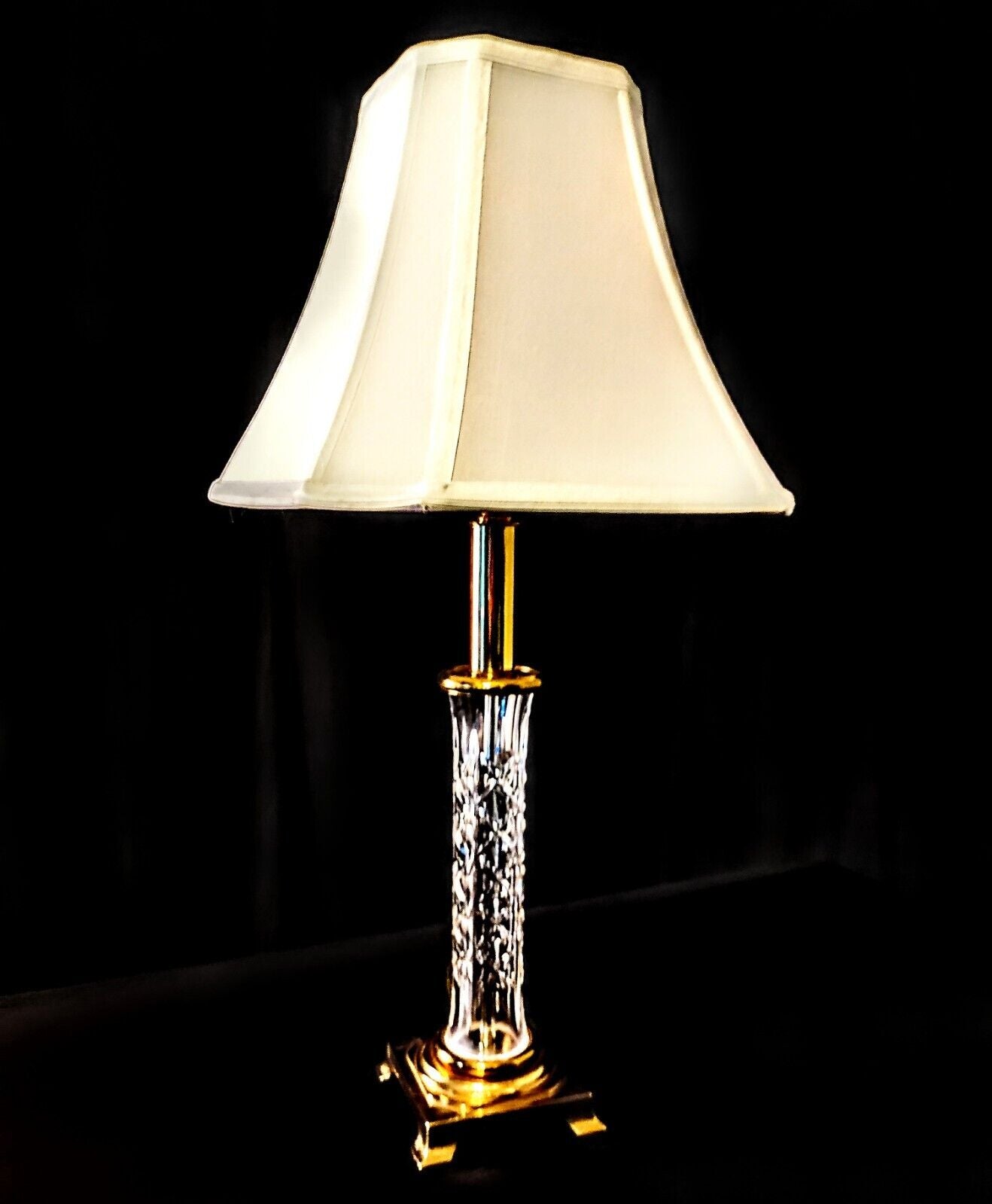 Waterford Killarney (Kinsale) Fine Cut Crystal Buffet Lamp Table Lamp - Mint!