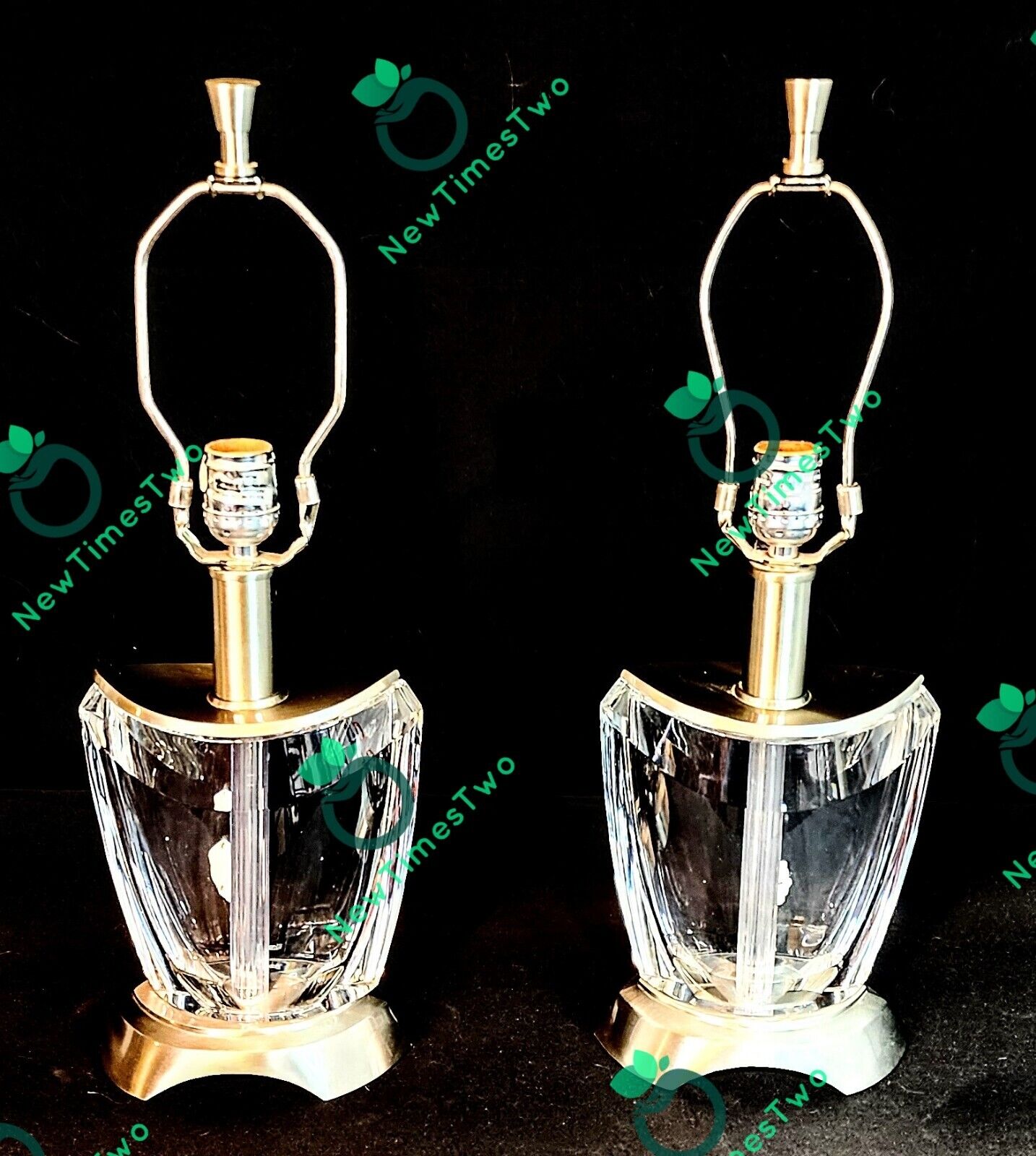 Set of Two (2) Waterford EvoIution Solid Crystal Table Lamps - Over 7 Lbs Each!