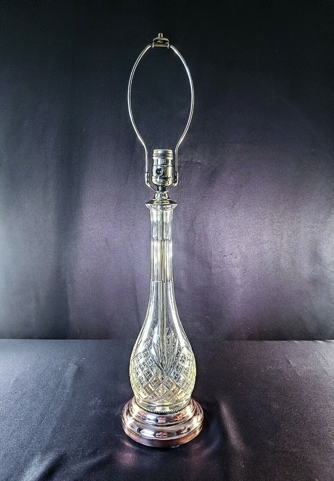 Antique Fine Cut Crystal Lamp with Solid Copper Base - Completely Restored!