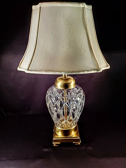 Genuine Frederick Cooper Chicago Fine Cut Crystal Lamp and Brass Base - 29” TALL