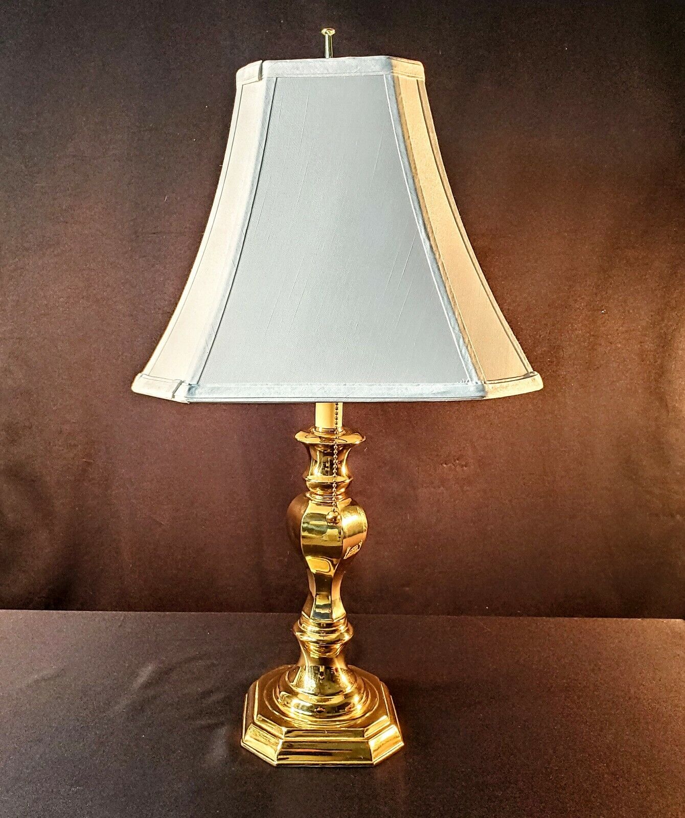 Stiffel Double Socket Three Position Solid Brass Desk Table Lamp - 26" Tall!