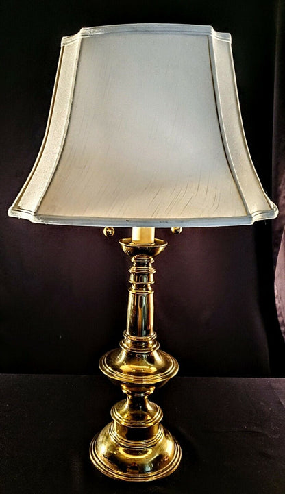 Stiffel Double Socket Pull Chain Fine Brass Table or Desk Lamp  MINT