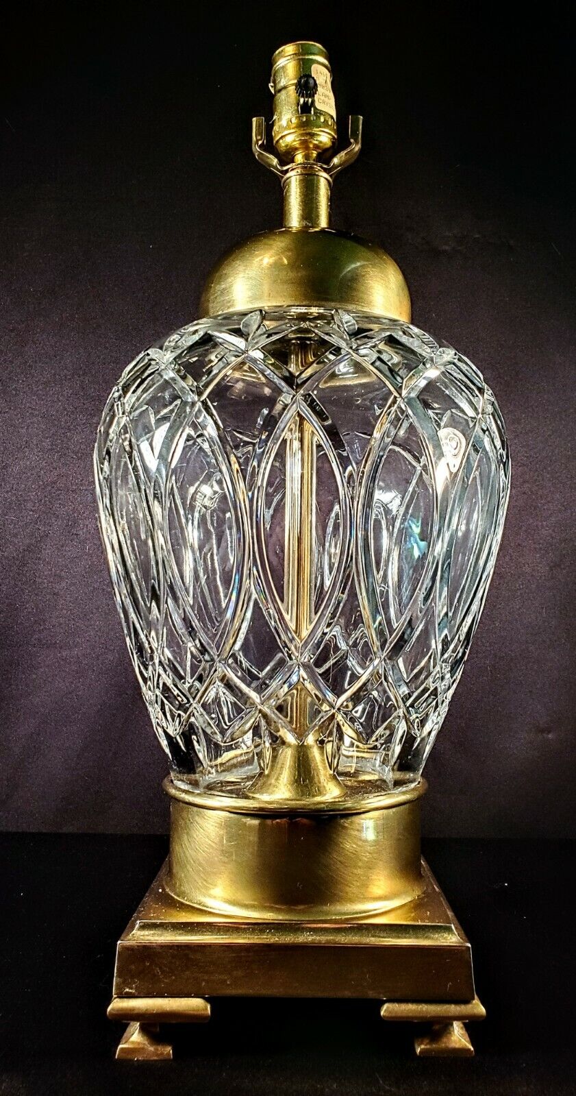 Genuine Frederick Cooper Chicago Fine Cut Crystal Lamp and Brass Base - 29” TALL