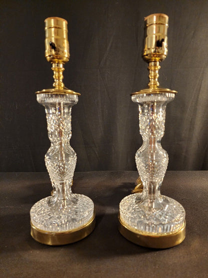 Waterford Alana Set of 2 Crystal Fine Cut Irish Lamps- Absolutely Mint Condition