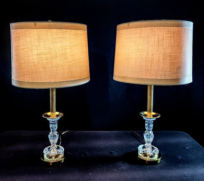 Waterford Lismore Fine Cut Crystal Buffet Lamps - New Old Stock - Flawless