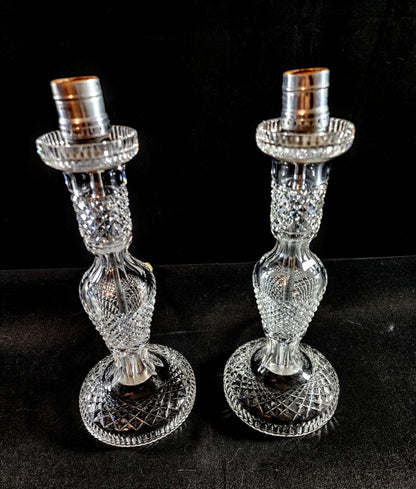 Waterford Solid Crystal Pair of 2 Exquisite Table Lamps - MINT!