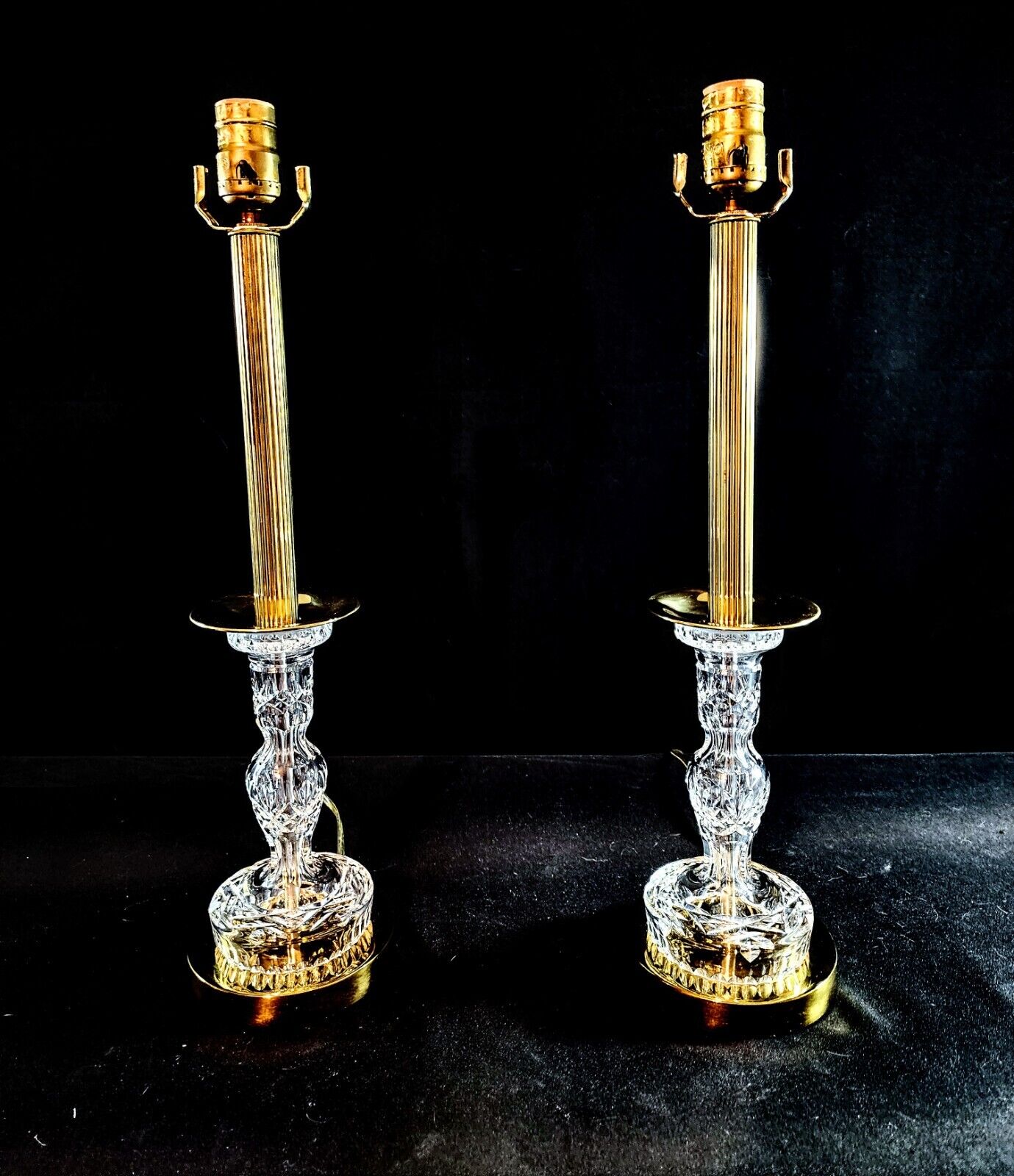 Waterford Lismore Fine Cut Crystal Buffet Lamps - New Old Stock - Flawless