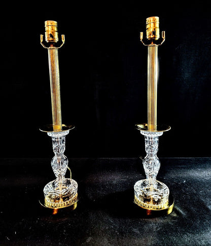 Waterford Lismore Fine Cut Crystal Buffet Lamps - New Old Stock - Flawless