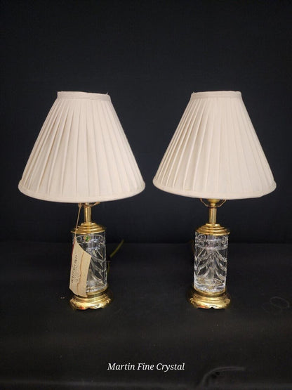 Waterford Overture Pair of Two (2) Medium Boudoir Lamps - Identical and Mint!