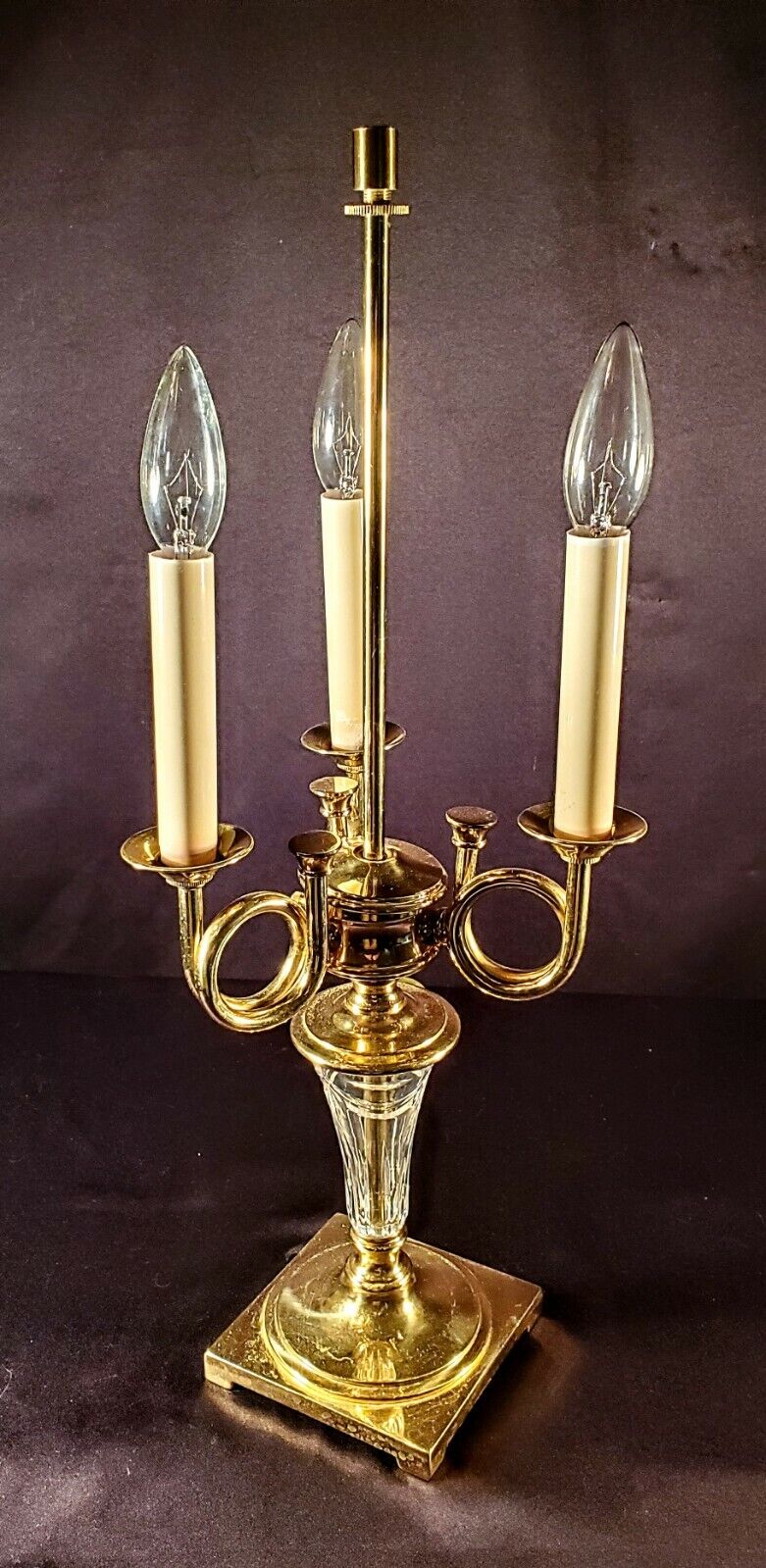 Waterford Overture-style Fine Cut Crystal & Brass Table Lamp - MINT CONDITION