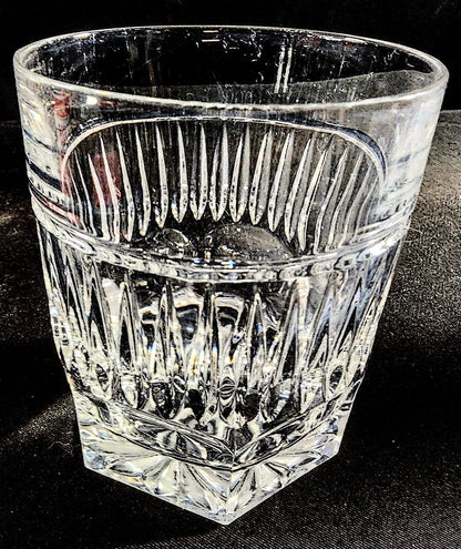 CHRISTOFLE FRANCE HALF CIRCLES AND VERTICAL CUTS CRYSTAL OLD FASHIONED GLASS