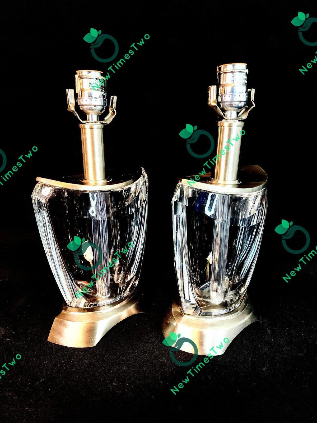 Set of Two (2) Waterford EvoIution Solid Crystal Table Lamps - Over 7 Lbs Each!