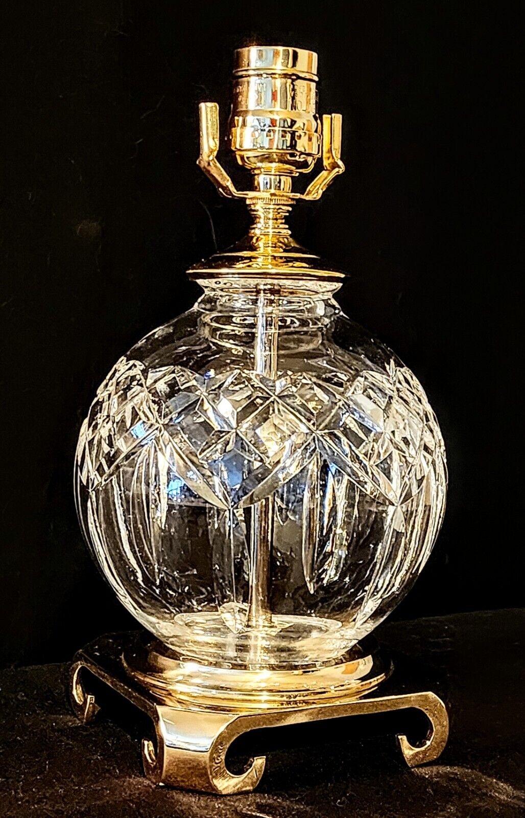 Waterford Lismore Fine Cut Crystal Table Lamp with Solid Brass Footed Base-Mint!