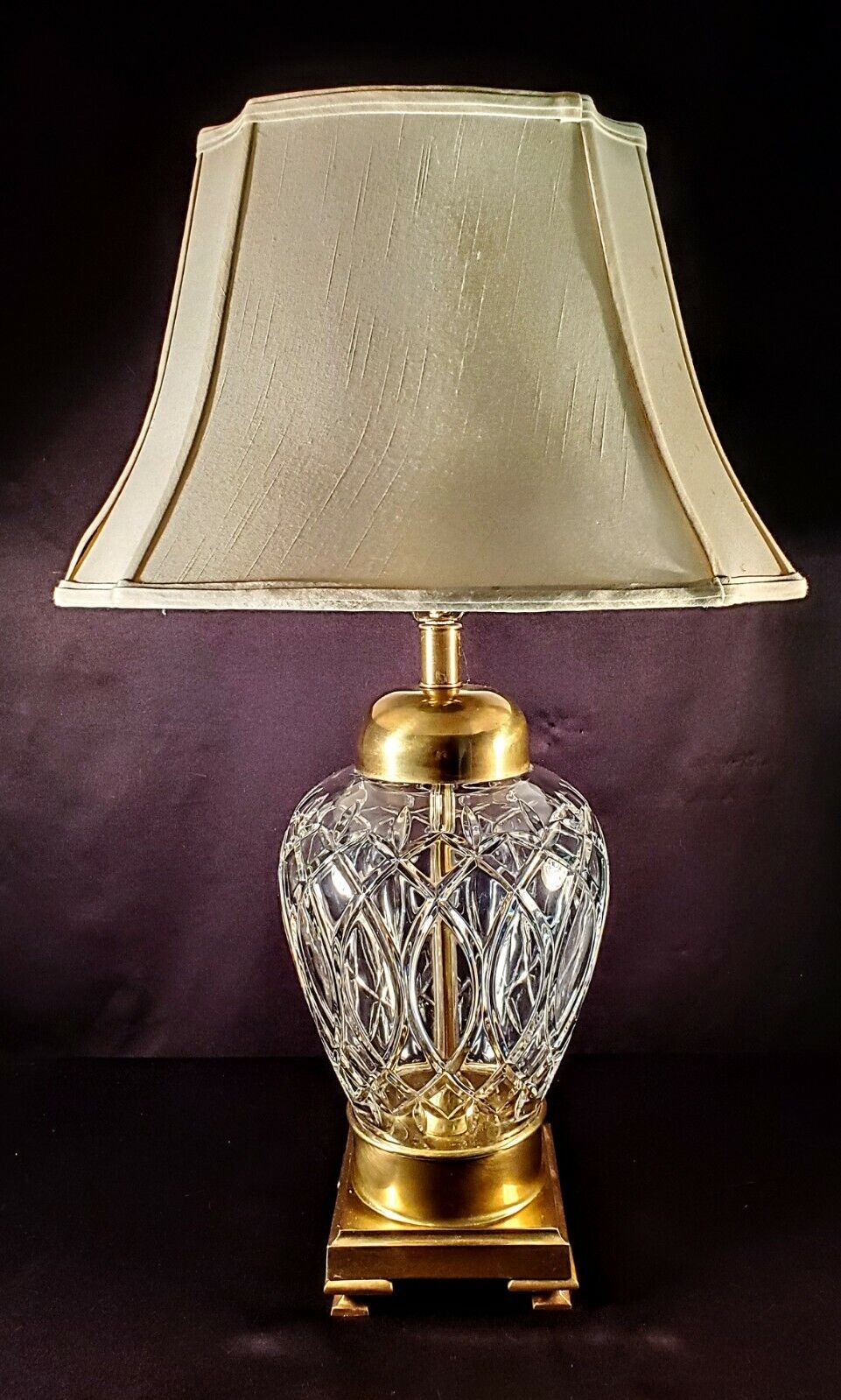 Genuine Frederick Cooper Chicago Fine Cut Crystal Lamp and Brass Base - 29” TALL