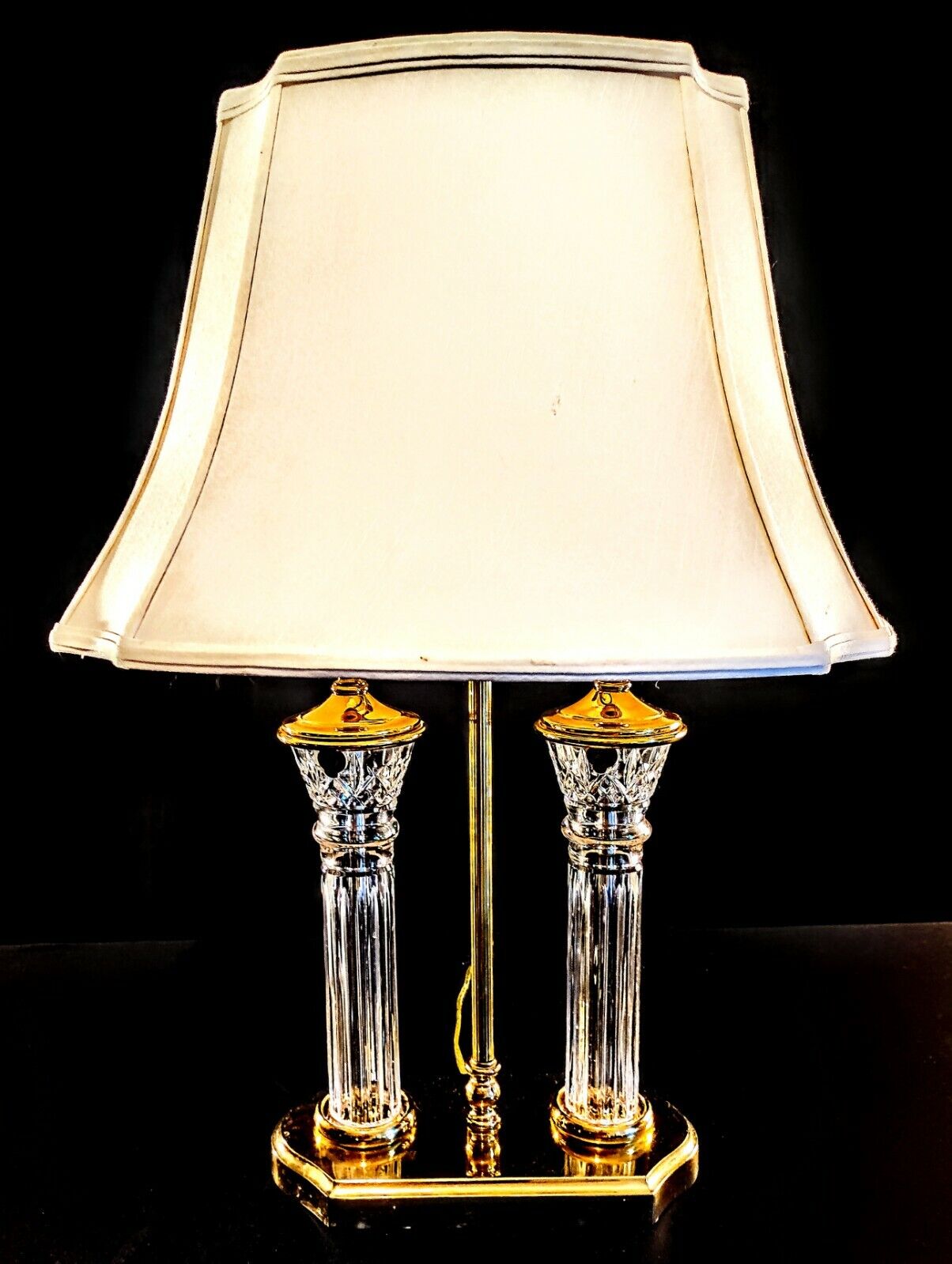 Waterford Bouillotte-style Parkmore Pattern Fine Cut Crystal Desk Lamps - MINT!