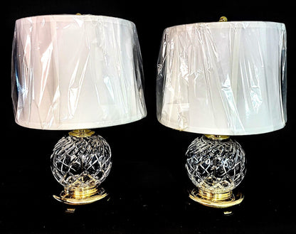 Waterford Wedgewood Set of 2 Globe Style Fine Cut Crystal Lamps - Gorgeous Cuts!