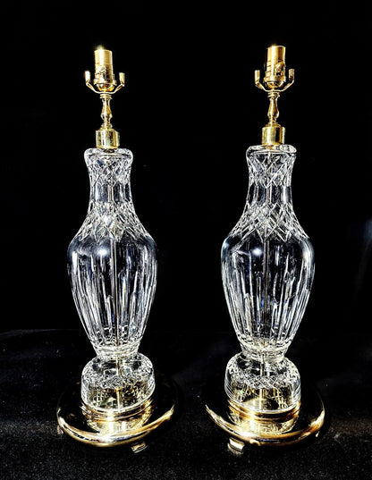 Waterford Crystal Set of 2 Lamps - Model 1640 Fine Irish Extra Large Lamps