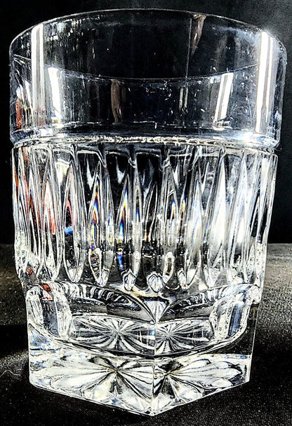 CHRISTOFLE FRANCE HALF CIRCLES AND VERTICAL CUTS CRYSTAL OLD FASHIONED GLASS