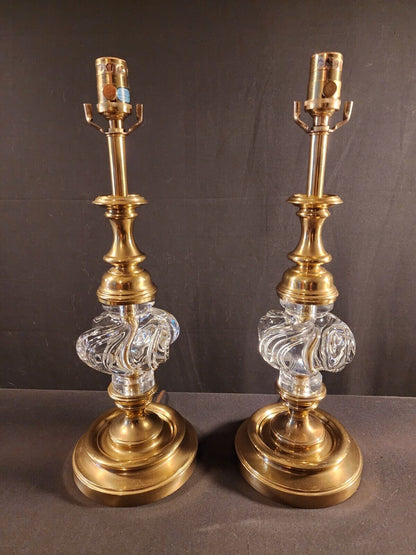 Baccarat Crystal Lamps Set of 2 Handblown Crystal & Brass - Mint Condition!