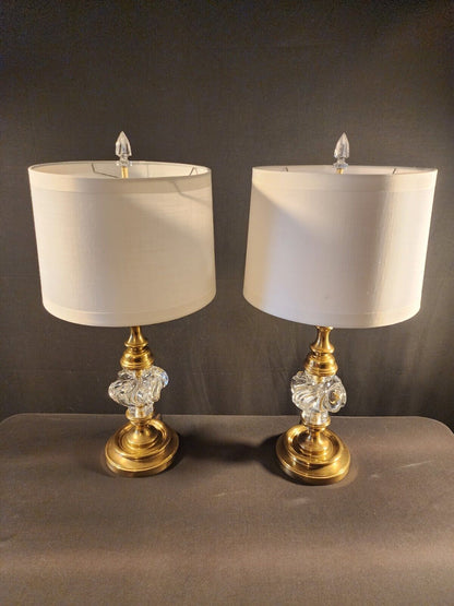 Baccarat Crystal Lamps Set of 2 Handblown Crystal & Brass - Mint Condition!