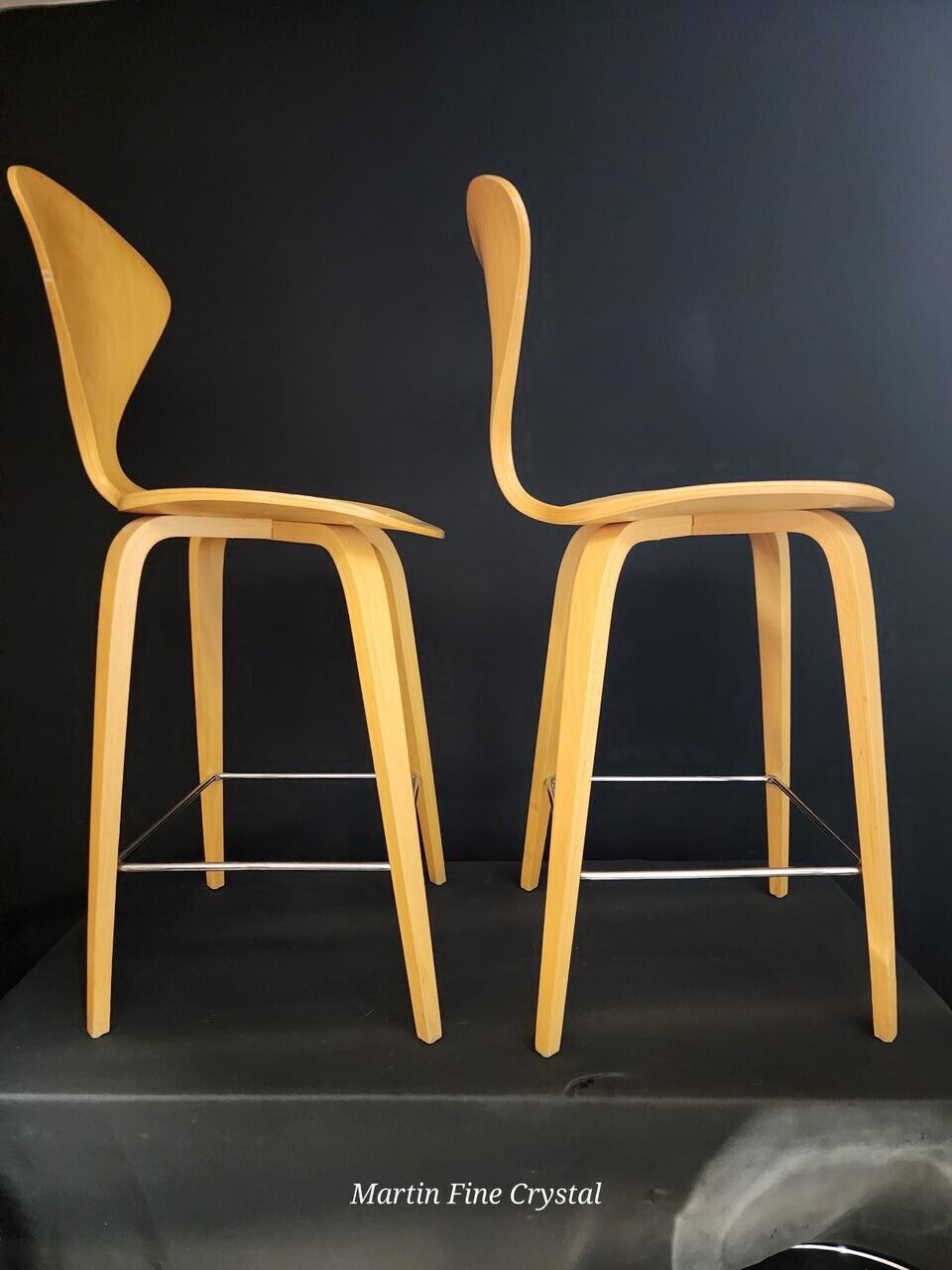 Set of Two (2) Cherner Beechwood Bar Stool Chairs