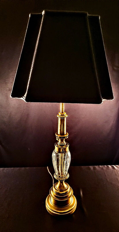 Stiffel Fine Brass Lamp with Fine Cut Crystal  Center - Mint Condition