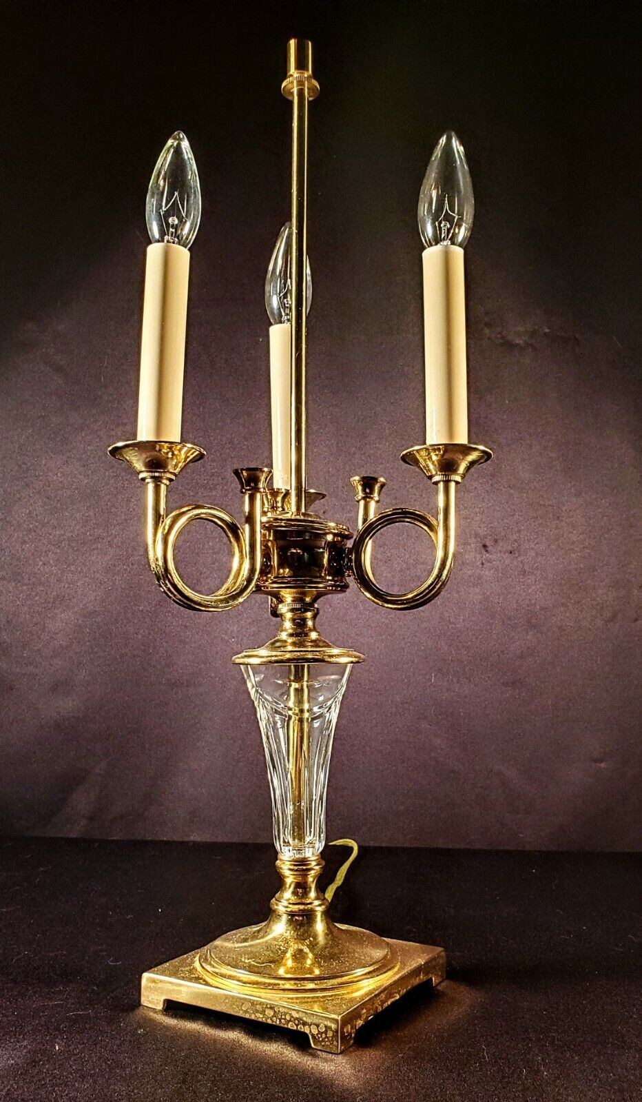 Waterford Overture-style Fine Cut Crystal & Brass Table Lamp - MINT CONDITION