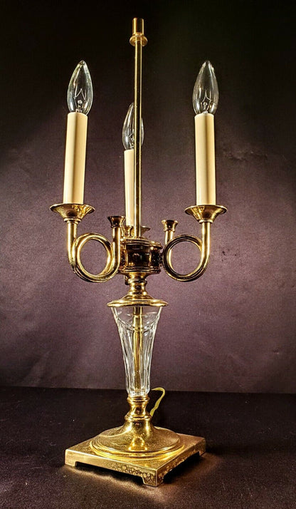 Waterford Overture-style Fine Cut Crystal & Brass Table Lamp - MINT CONDITION