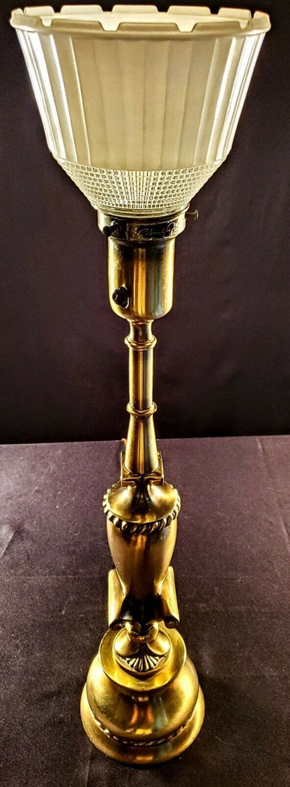 Colonial Candle Solid Brass Table Lamp With Matching Glass Shade