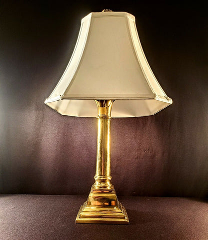 Stiffel Rare Double Socket Brass And Ivory Colored Table Desk Lamp