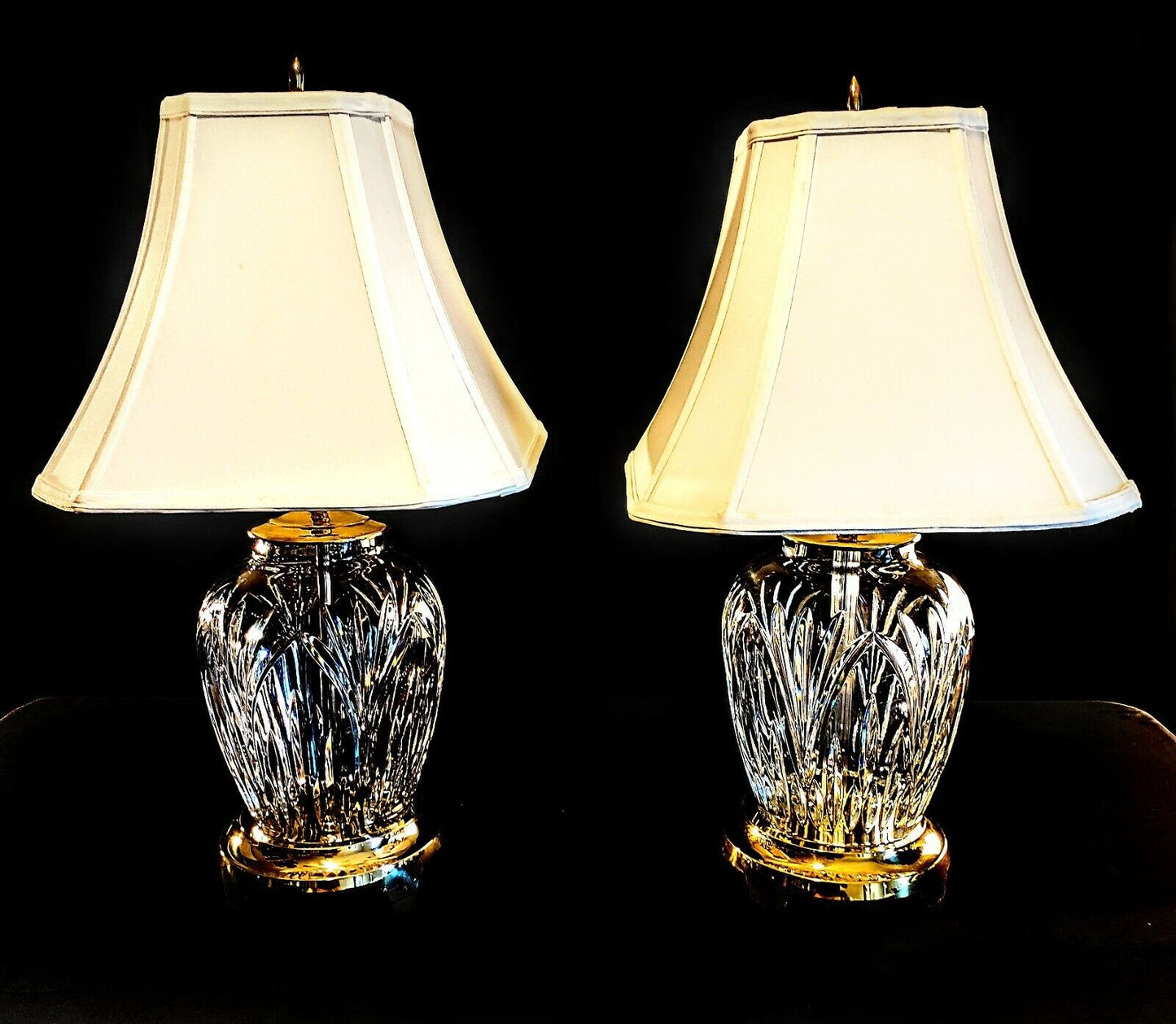 Set of Two Waterford Ballylee Fine Cut  Crystal Table Lamp - Mint Condition!