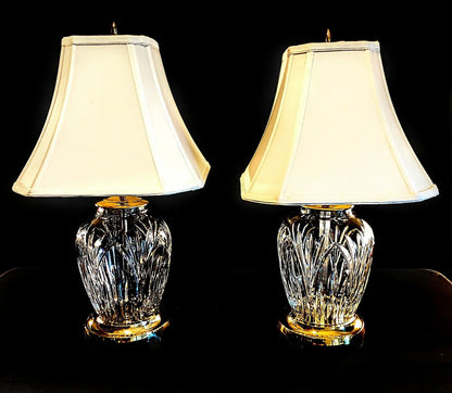 Set of Two Waterford Ballylee Fine Cut  Crystal Table Lamp - Mint Condition!