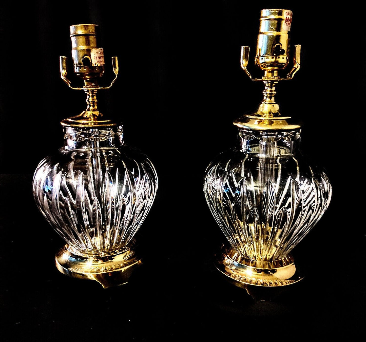 Set of Two Waterford Carina Fine Cut Crystal Lamps - Absolutely Flawless