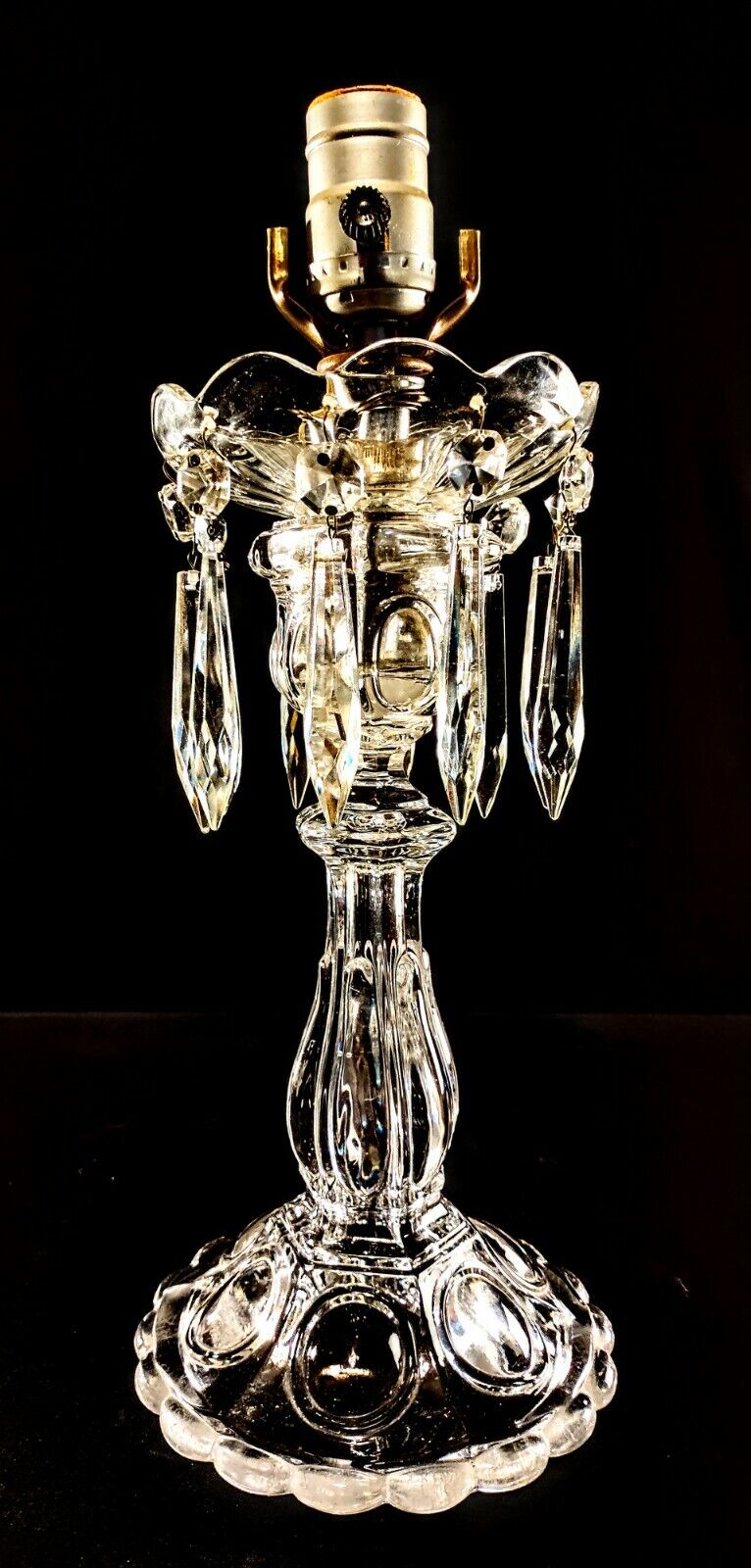 Baccarat Medallion Pattern Solid Crystal Table Lamp With Maker's Mark