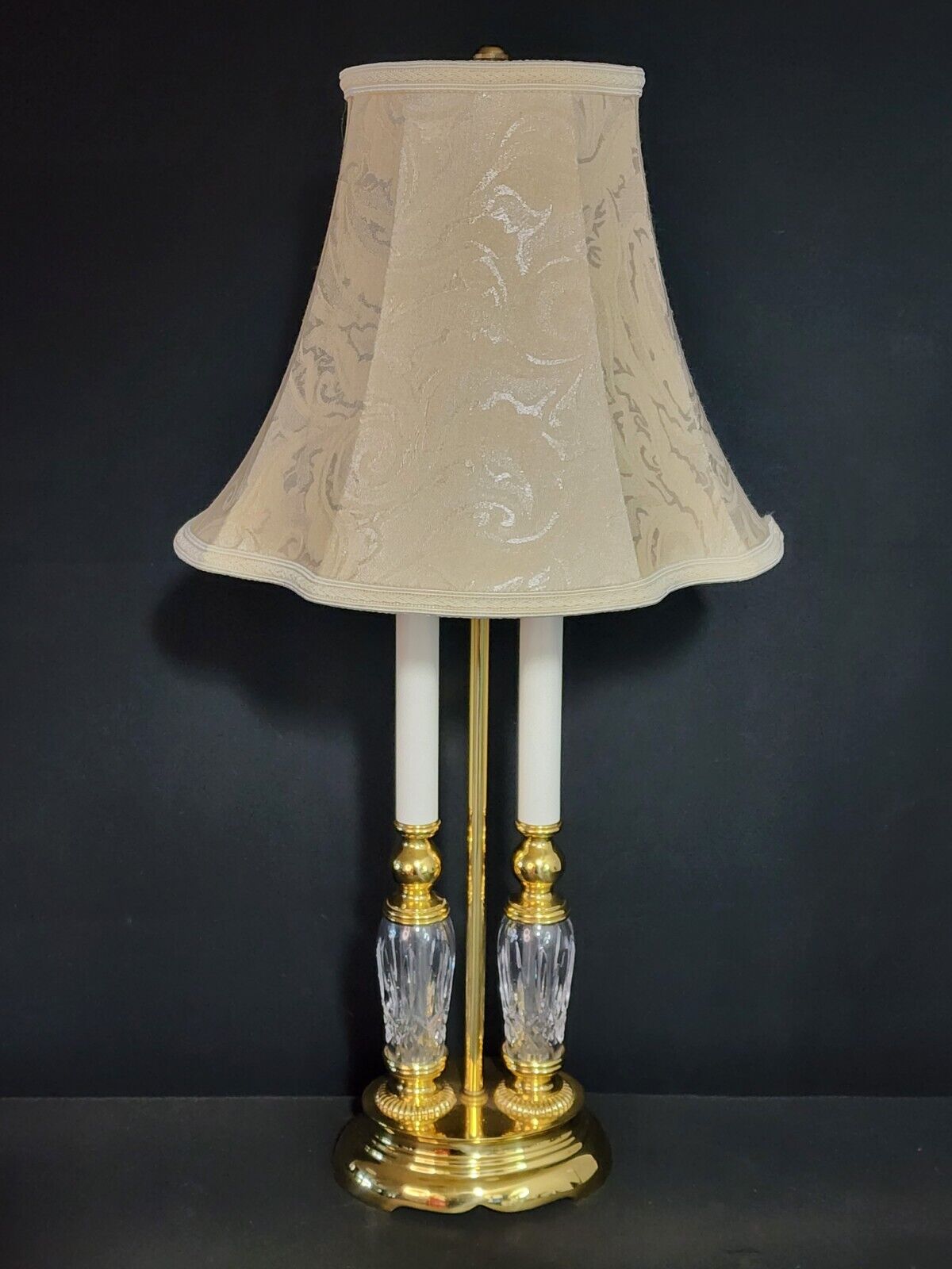 Waterford Bouillotte-style Lismore Pattern Fine Cut Crystal Table Lamp - MINT!