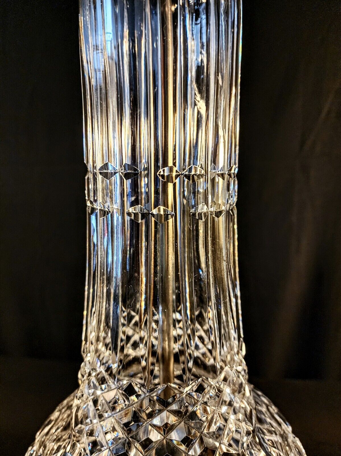 Waterford Antique 1950's ARTIST ORIGINAL Fine Cut Crystal Table Lamp  36 Inches!