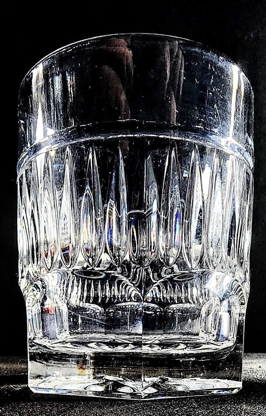 CHRISTOFLE FRANCE HALF CIRCLES AND VERTICAL CUTS CRYSTAL OLD FASHIONED GLASS