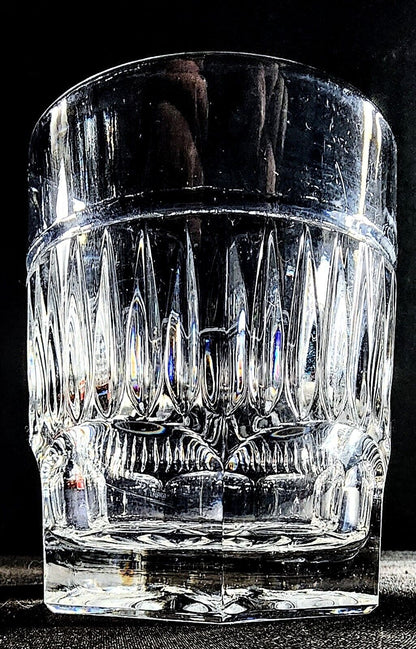 CHRISTOFLE FRANCE HALF CIRCLES AND VERTICAL CUTS CRYSTAL OLD FASHIONED GLASS