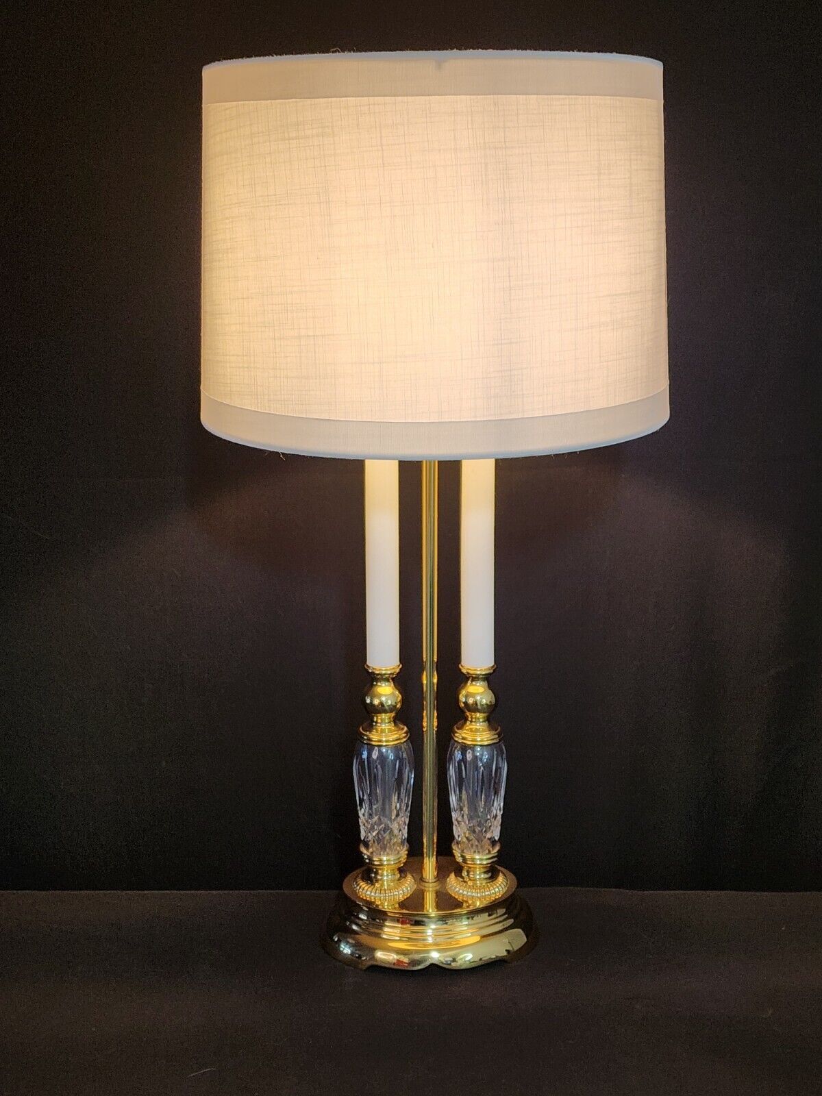 Waterford Bouillotte-style Lismore Pattern Fine Cut Crystal Table Lamp - MINT!