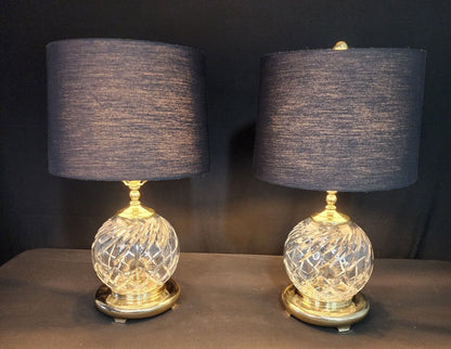 Waterford Wedgewood Set of 2 Globe Style Fine Cut Crystal Lamps - Gorgeous Cuts!