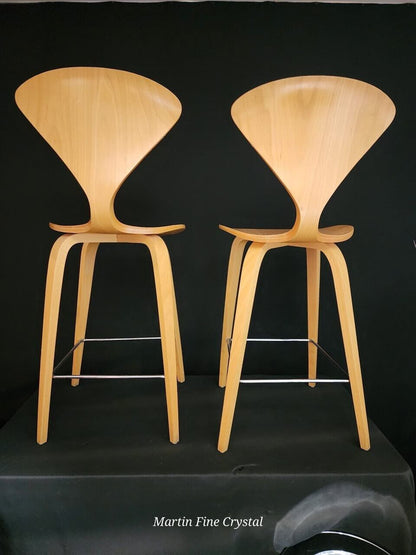 Set of Two (2) Cherner Beechwood Bar Stool Chairs